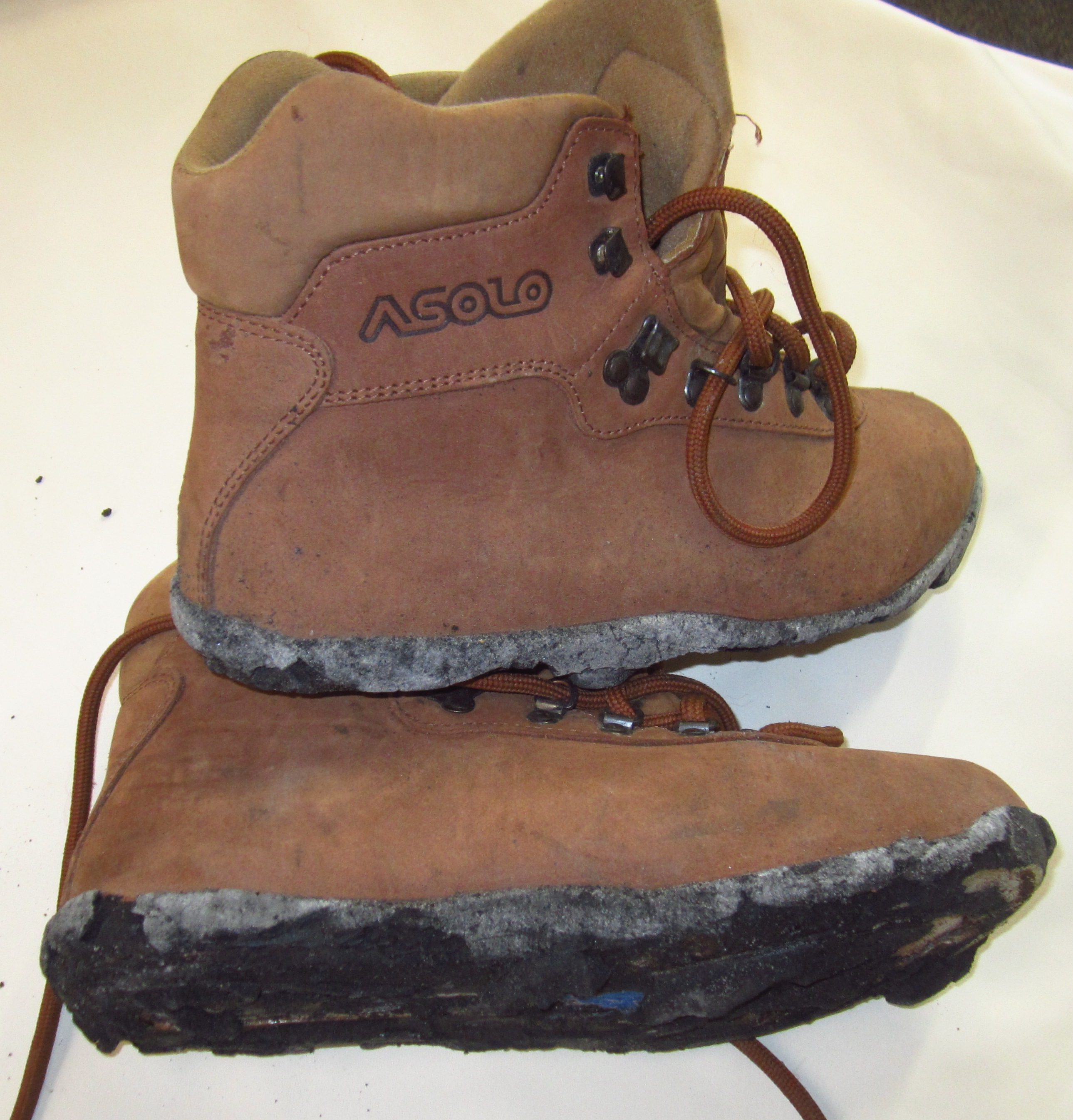 Before photo for  Asolo boot resole at our shop in Salem Oregon.