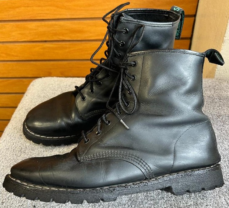 Completed Dr. Marten boot repair from High Street Shoe Repair mail-in service.