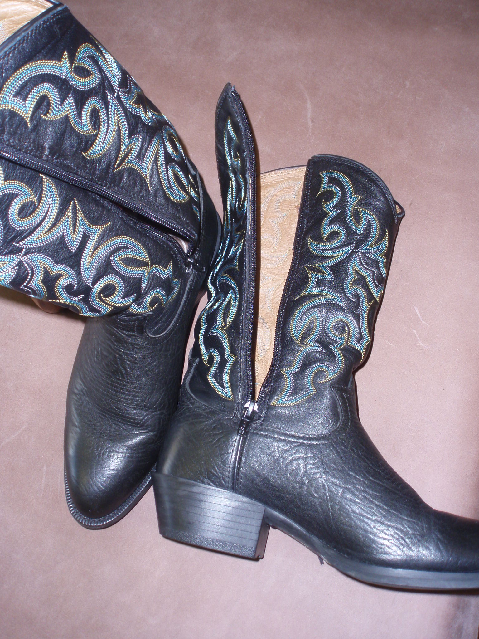 Cowboy boots with zippers we installed,