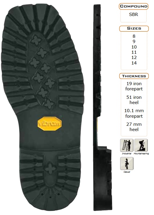 Image of the Vibram sole, the #132, Montagna, for boot repair.